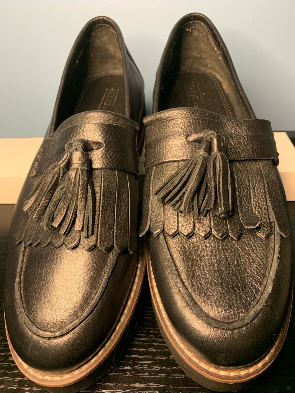 ASOS Black Leather Tassel Kiltie wide fit Loafers